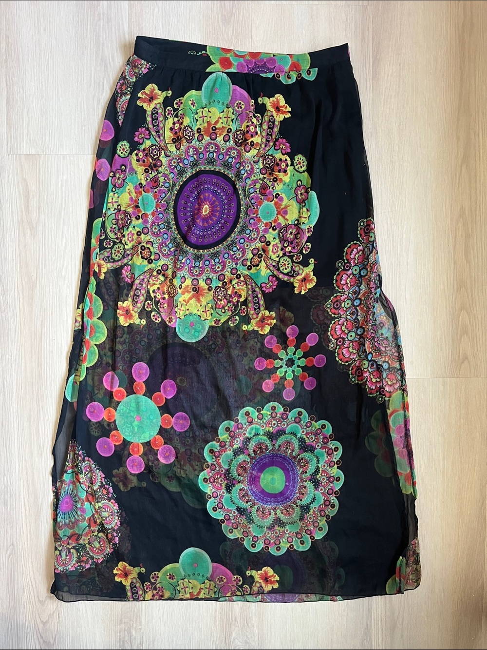 Desigual Flowy Chiffon Floral Maxi Skirt - Women's Size 40